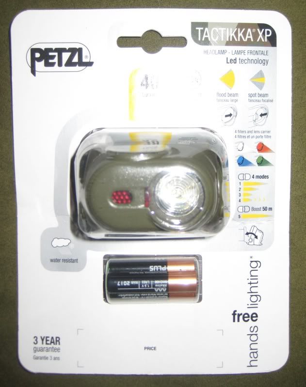     PETZL Tactikka XP E89 PC HEADLAMP   3 colored lenses   Flashlight