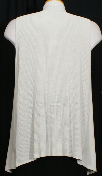 NWT EILEEN FISHER Bone Cotton Silk Cord Long Vest 2X Cascading  