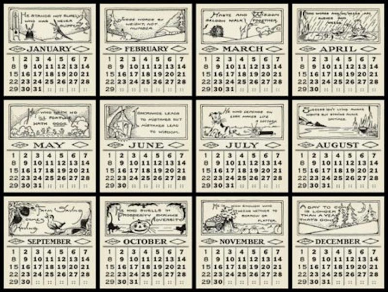 JBS Calendar Cards GENERAL 3x3 VINTAGE scrapbooking  