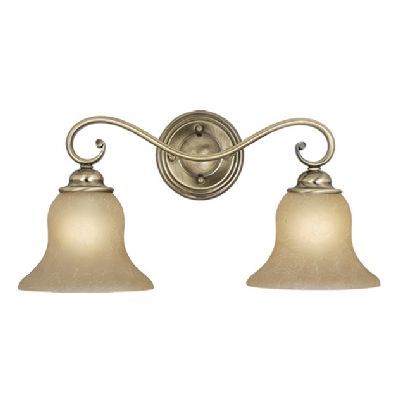   Bathroom Vanity Lighting Fixture Antique Brass, Cognac Crackle Glass