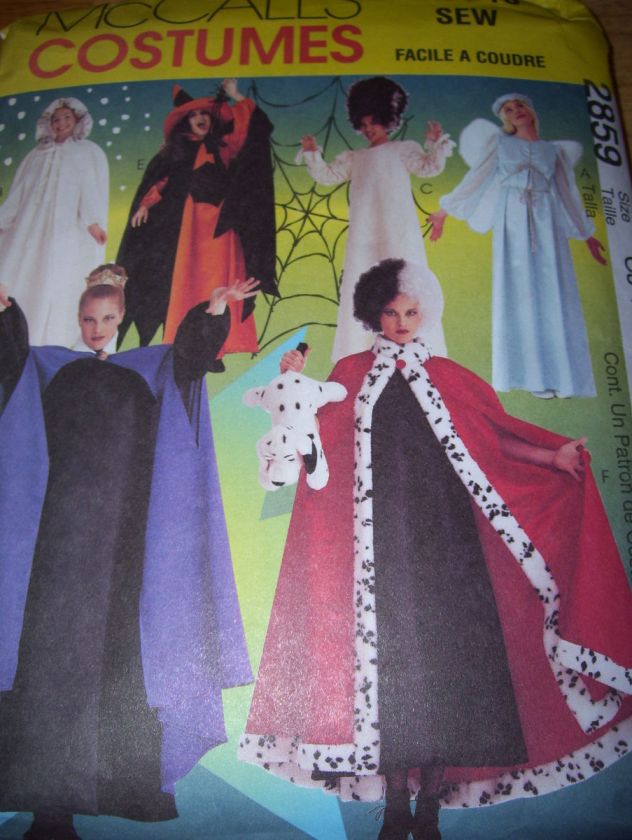 McCALLS 2859 LADIES CRUELLA de VILLE~MERLIN~ANGEL~FRANKENSTEIN 