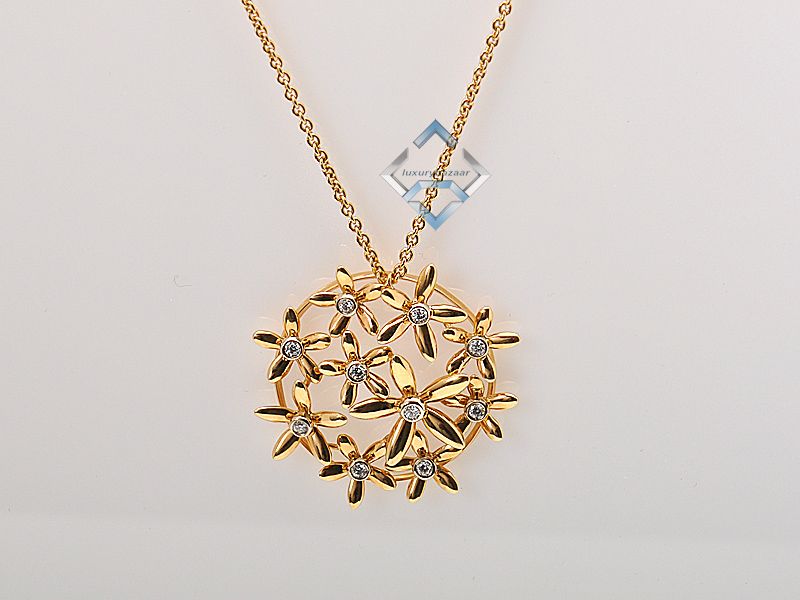 Asprey Beautiful 18K Yellow Gold Diamond Daisy Necklace  