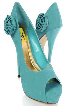 Fahrenheit Rosette Open Toe Peep Toe Pump Blue Landi 03  