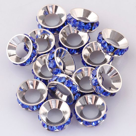 Ws037 Dark Blue Crystal Spacer Beads Fit Bracelets 10pc  