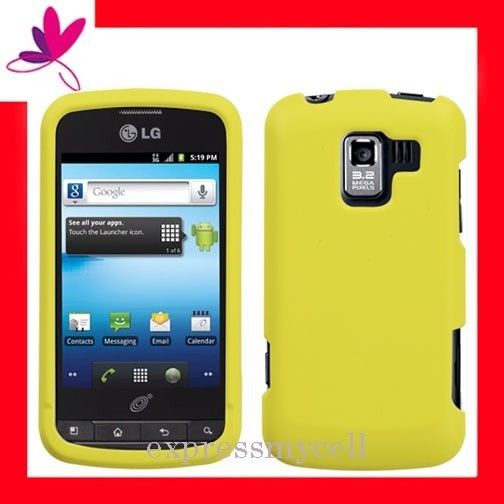 Premium Rubber YELLOW Snap On Hard Case Cover Straight Talk NET 10 LG 