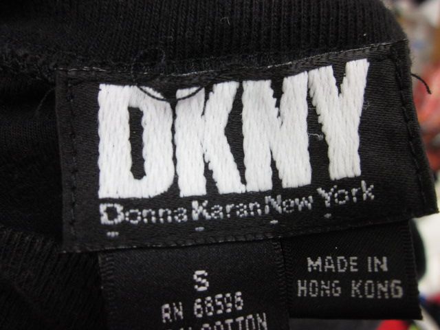 DKNY Black Cropped Crew Neck Short Sleeved Top Tee Sz S  