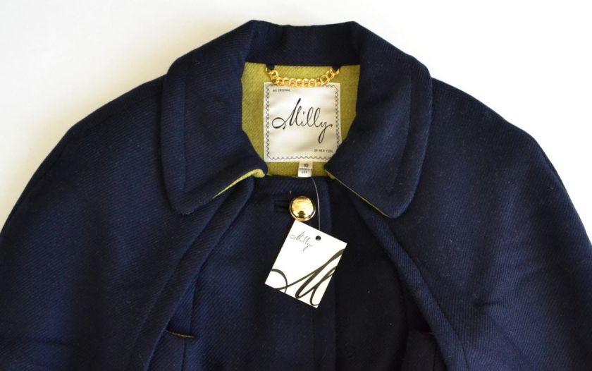 Milly Sienna Belted Cape US 10 NWT Midnight Spanish Wool Jacket Coat 