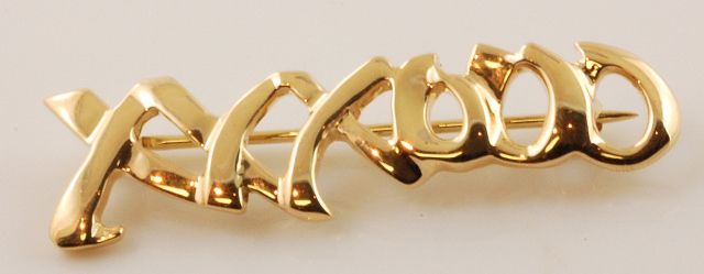 TIFFANY & CO 18KT GOLD PALOMA PICASSO XXXOO PIN  