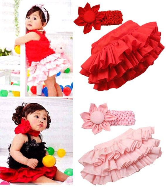 Girl Baby Ruffle Pants 0 24M Bloomers Nappy Cover Skirt Headband 