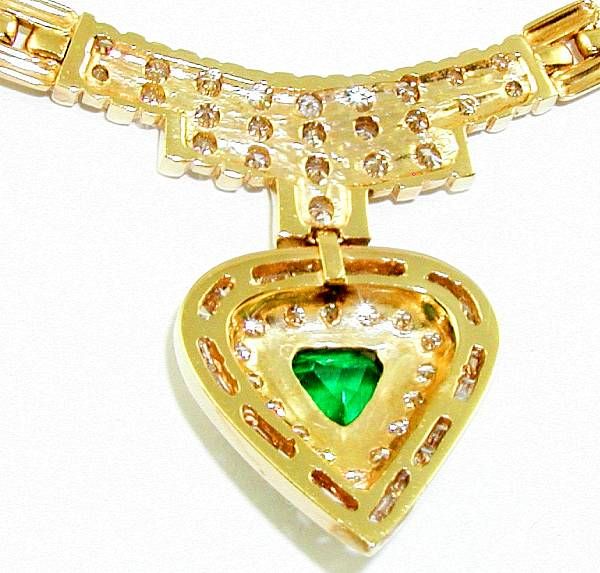 FABULOUS DIAMOND EMERALD PANTHER LINK NECKLACE 14K 41 G  