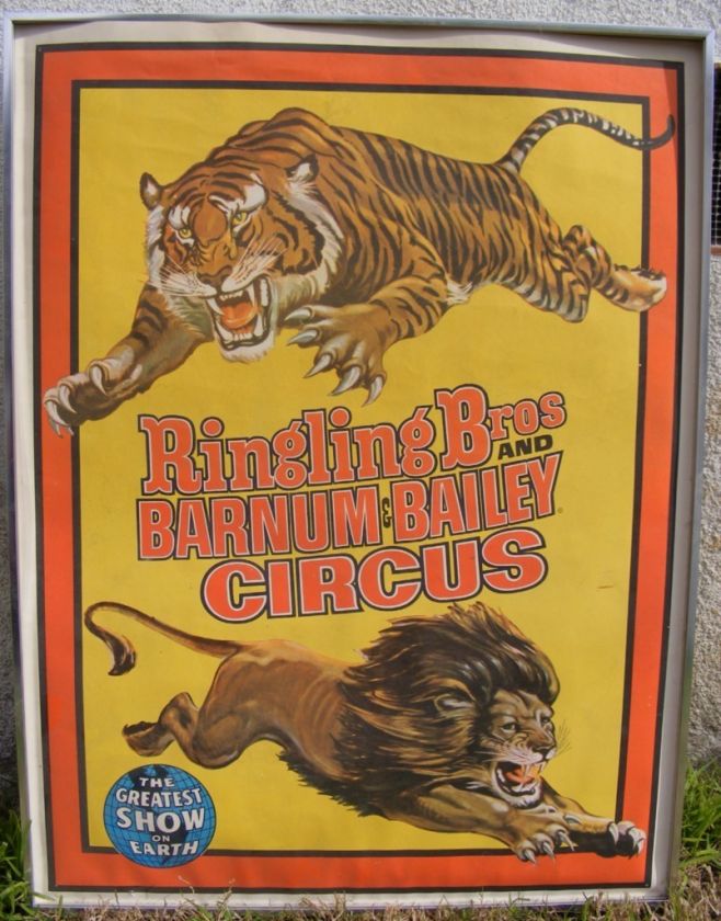 RINGLING BROS BARNUM BAILEY TIGER & LION CIRCUS POSTER  