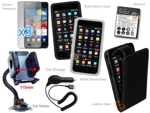 9item Protection Cover Case CarKit Accessory Bundle f Samsung Galaxy 
