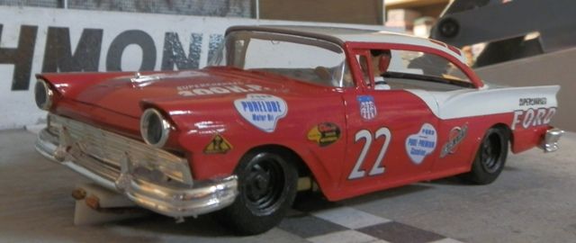 22 Fireball Roberts 1957 FORD 1/24th Scale Custom Built Slot Car 
