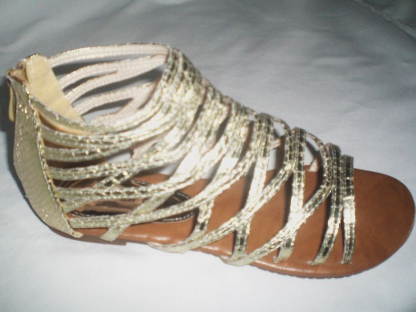 BRAND NEW Gladiator Flat Sandals, Gold 6.5  
