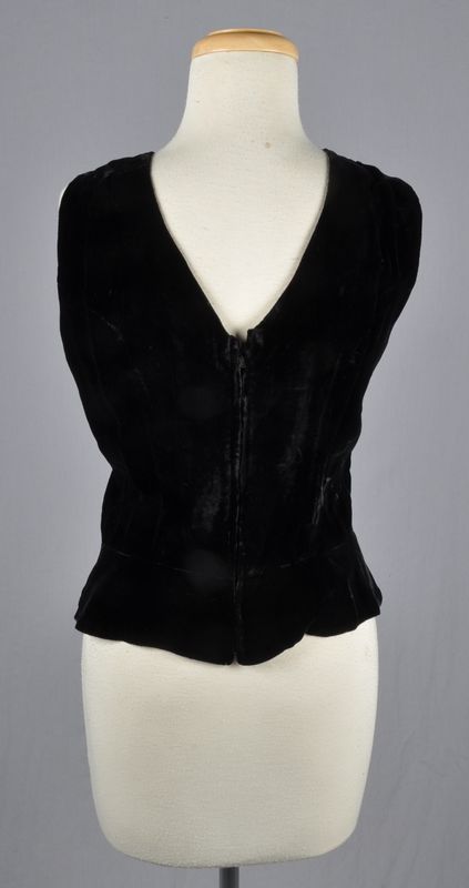 Vintage 50s Ruched Black Velvet Sleeveless Evening Top sz S  