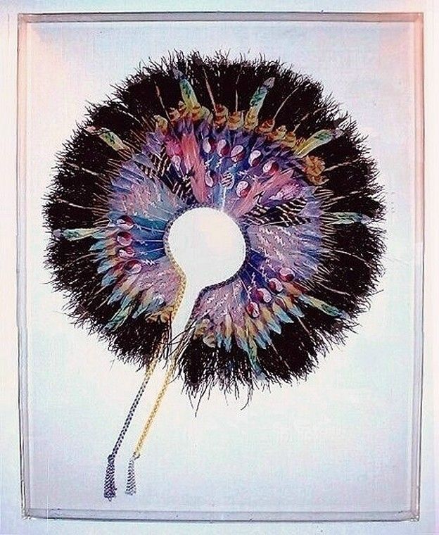 LEE MANUEL TRIBAL FEATHER COLLAR FRAMED HUGE  