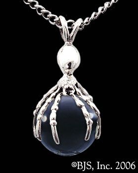 Spider Necklace w/ Gemstone Ball, Silver Spider Jewelry, New 