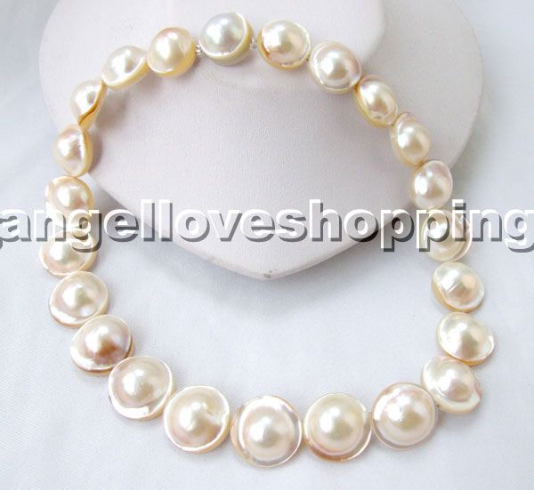   16 21mm white south sea Mabe pearl necklace magnet Mabe clasp  