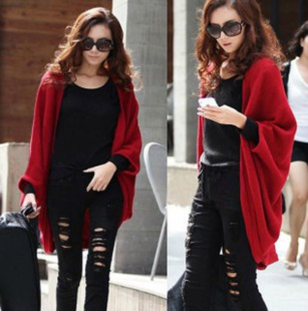 NEW WOMEN DESIGN LONG LOOSE CAPE SWEATER 2COLORS  