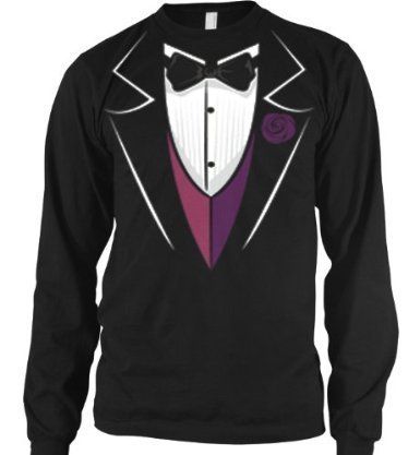 Bow Tie Tuxedo Thermal Long Sleeve Shirt Funky Trendy Funny Fake Tux 