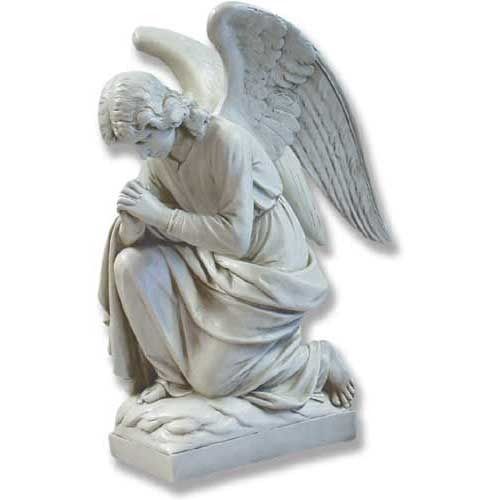 Pair of Matching Kneeling Angel Statues + 28 tall +  