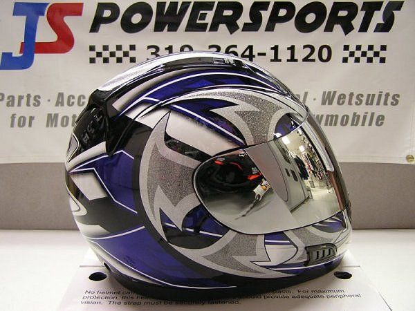 VEGA SHURIKEN MOTORCYCLE HELMET SILVER SHIELD BLUE XL  