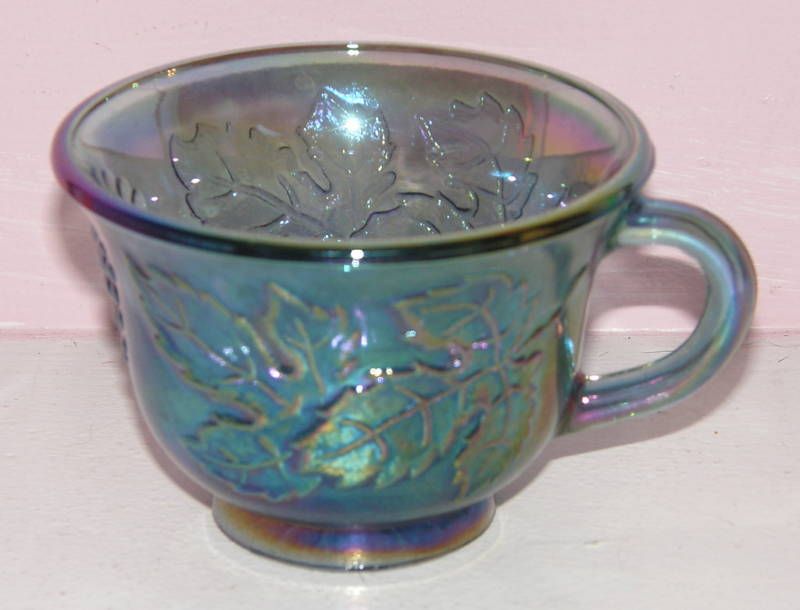 INDIANA CARNIVAL GLASS PUNCH CUP BLUE HARVEST GRAPE  