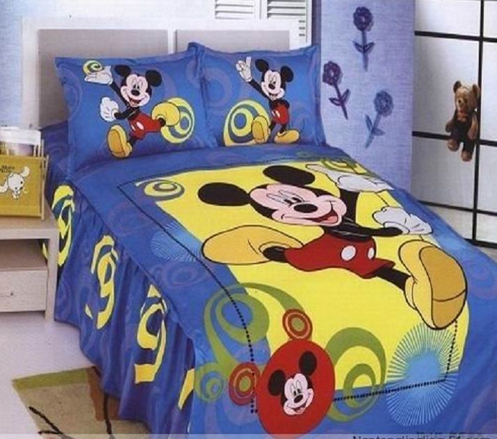 Disney Mickey Mouse single twin bed Sheet fitted sheet pillowcase Set 