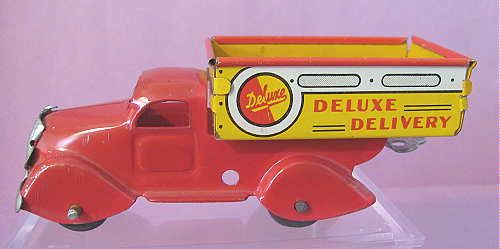   Vintage MARX Toy Pressed Steel Tin Deluxe DELIVERY TRUCK & 2 Trailer
