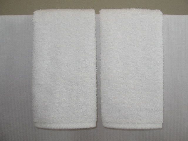 12 White Terry Hemmed Fingertip Huck Towels USA  