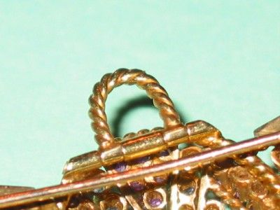 Exceptional Vintage 18K Gold Pin / Precious Stones  