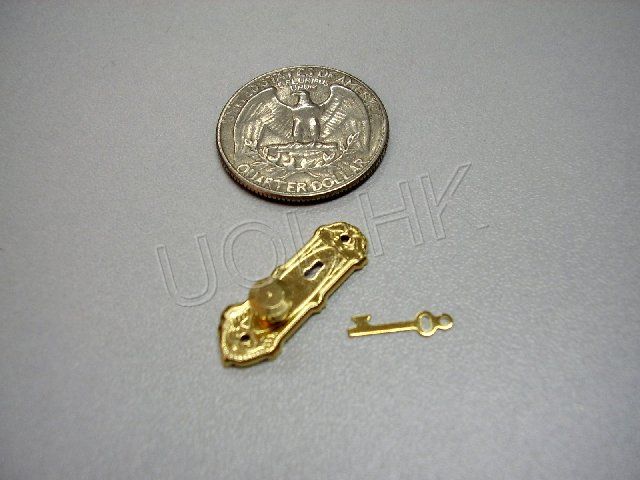 Doll house miniature brass lock and key  