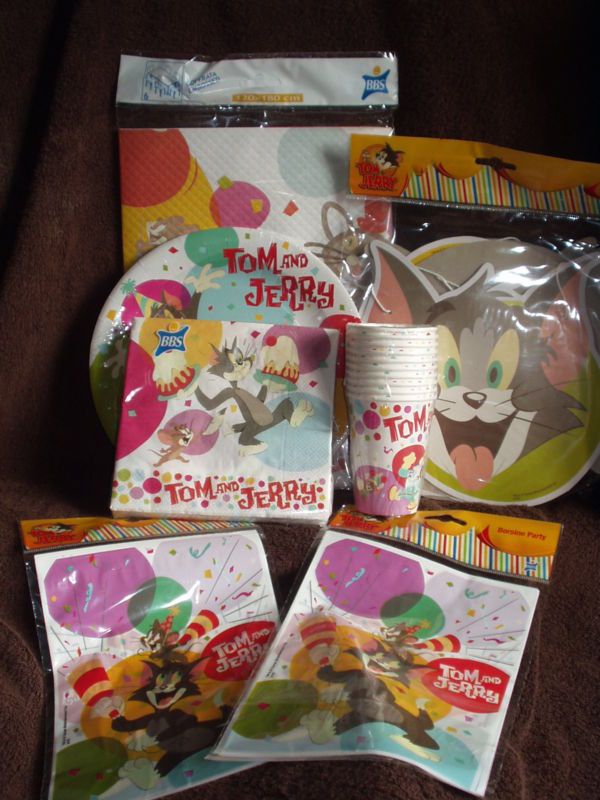 Tom and Jerry Cake 54pc Birthday PARTY PACK/SET for 10  