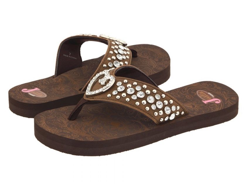 Womens Justin Trinity Bling Brown Flip Flops 5512002  