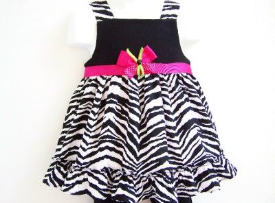 NEW Girls PINK & BLACK ZEBRA BOW Size 6 Tunic Leggings bOuTiQuE 