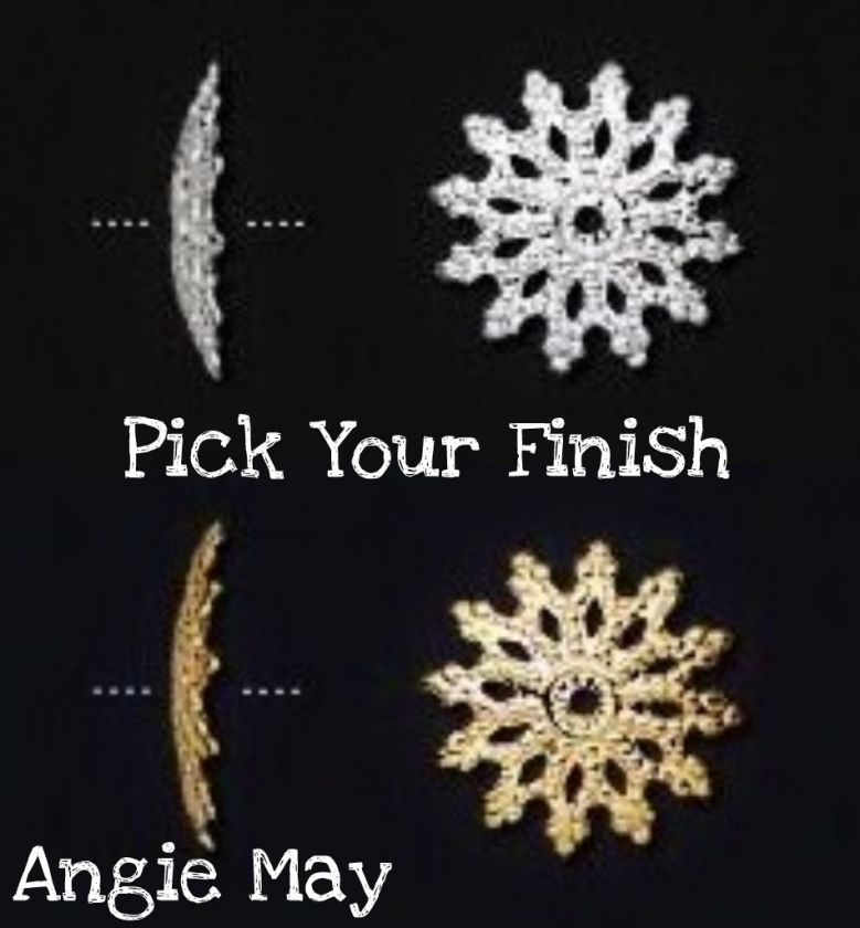   Gold Plated Brass 12mm Filigree Snowflake Bead Caps ~ Pick your finish