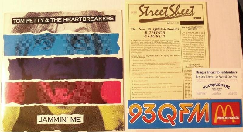 TOM PETTY 12 single JAMMIN ME & 93 QFM bumper sticker & Newsletter 