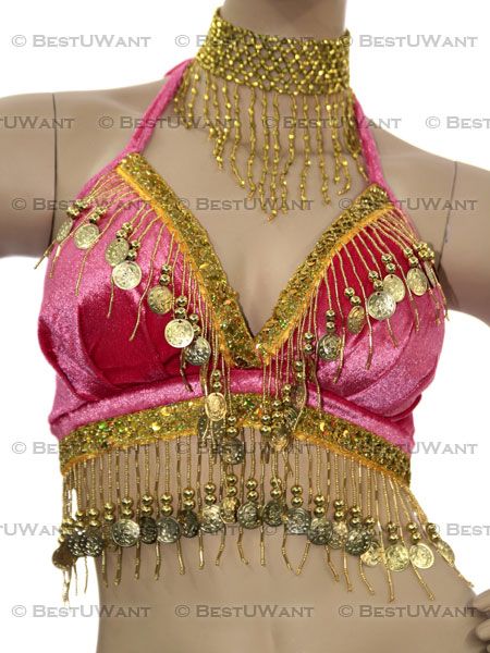 Belly Dance Velvet Tribal Bra Top Costume Plus Size XL  