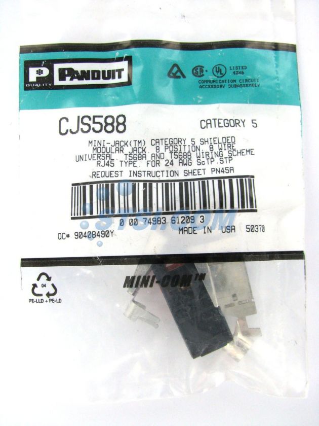 Panduit CJS588 Cat5 Shielded Mini Com Jack ~STSI 074983612093  