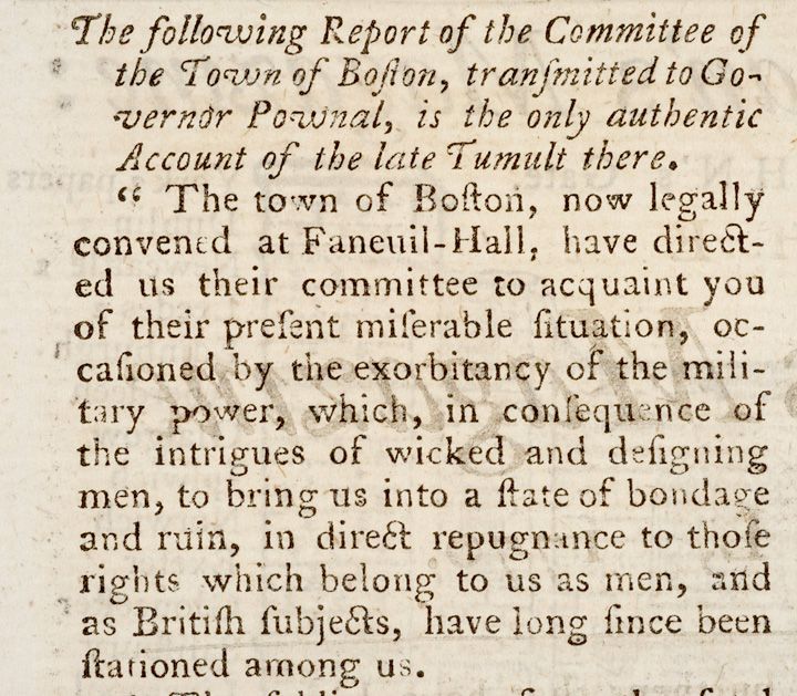 1770 Magazine Report On The BOSTON MASSACRE  