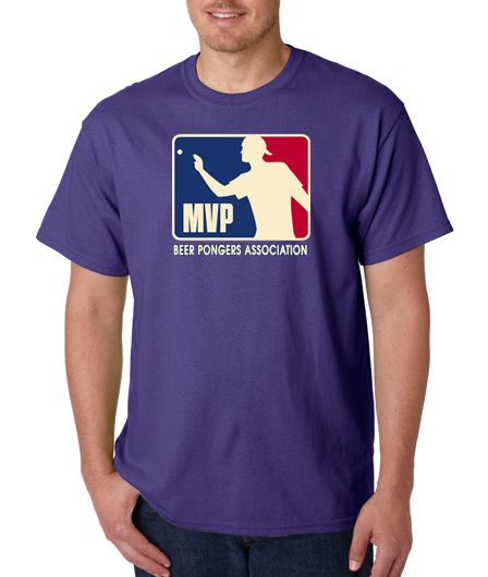 Beer Pong MVP Association Logo 100% Cotton Tee Shirt  