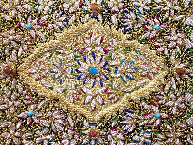 Kashmiri Zardozi Handmade Jewel Carpet Rug Wall Hanging  