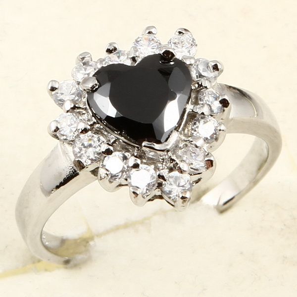 8mm HEART CUT BLACK SAPPHIRE *98* RING  