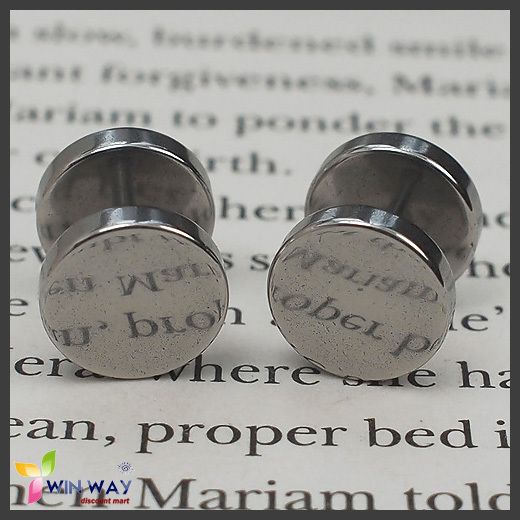 Stainless Steel Men Ear Stud Earring Plug Fake Piercing  