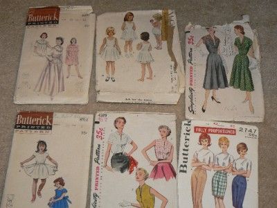   Vintage 50s Women & child dress slip Sewing Patterns Sz 14, 12  