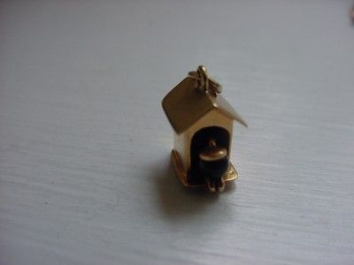 Antique Solid 10k Yellow Gold Dog or Bird House Charm  