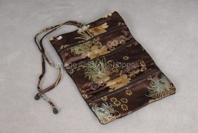 New Oriental Satin Jewelry Travel Pouch Roll Case Bag  