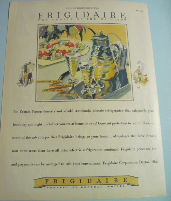 1928 Vintage FRIGIDAIRE Refrigerator Illustrated 20s Ad  