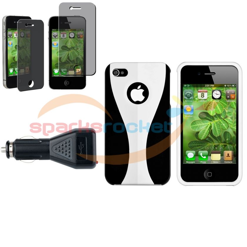 ACCESSORY for Apple iPhone 4S 4 G PRIVACY GUARD+WHITE CASE+CHARGER 