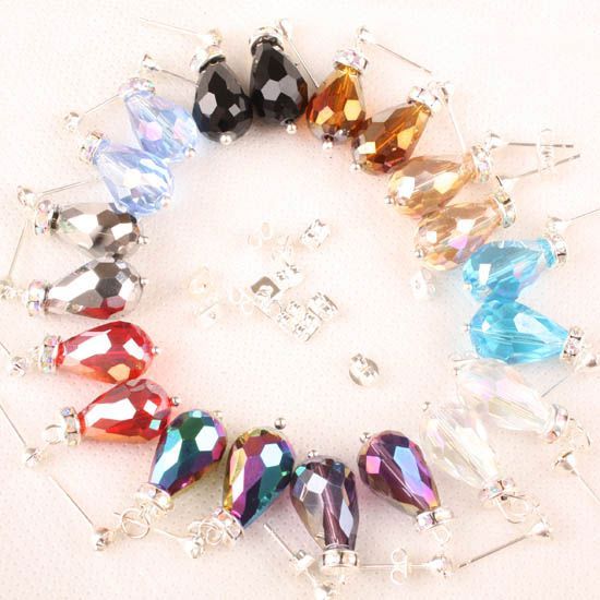 10 Pairs Mixed Crystal Glass Drop Bead Dangle Earrings  